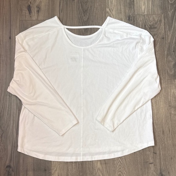 Members Mark Womens Long Sleeve Active Tee White Open Back Yoga Top SW3203 Large - Picture 3 of 3